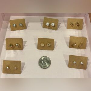 Elegant Gold Stud Earrings Set 4